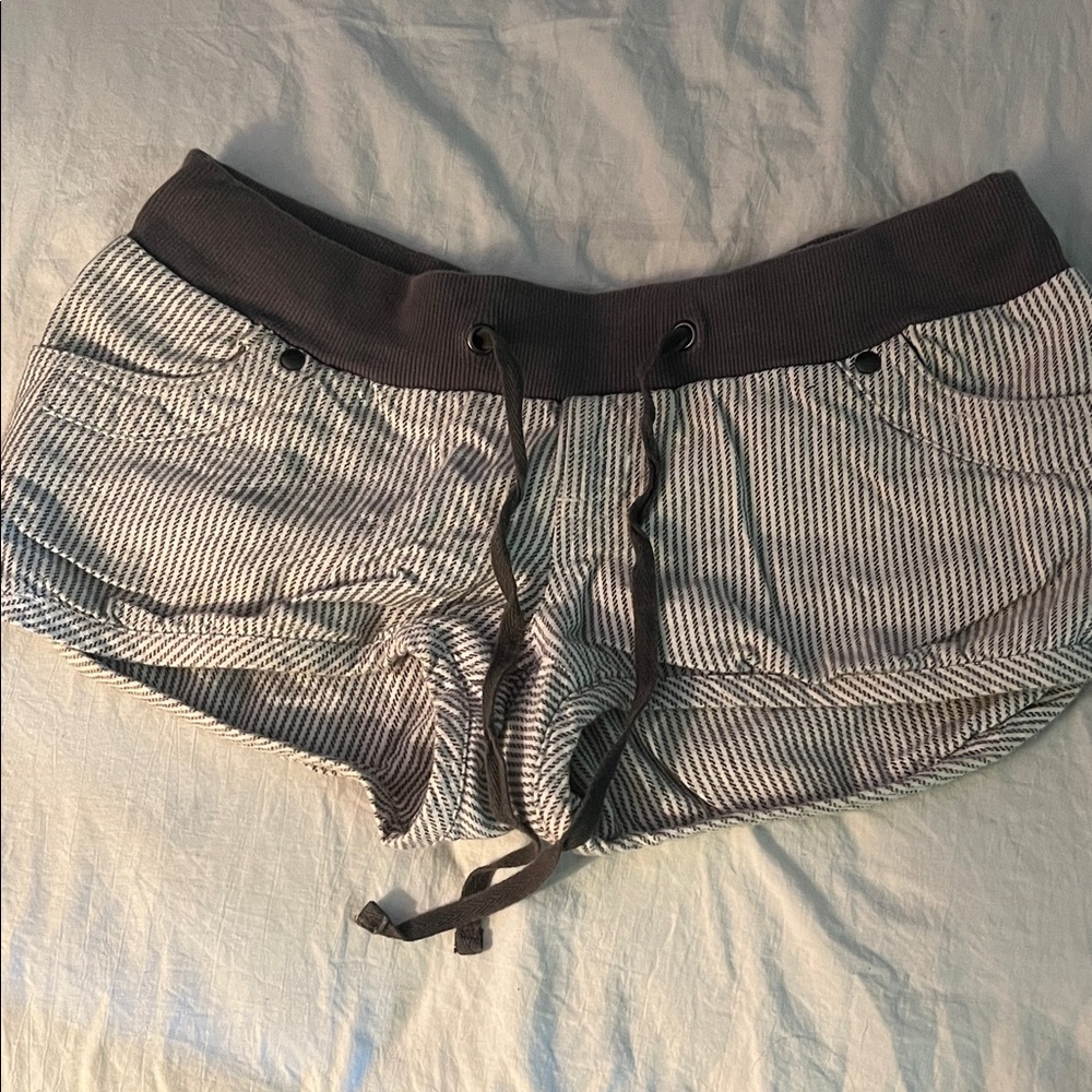 O'Neill Grey and White Striped Athletic Shorts